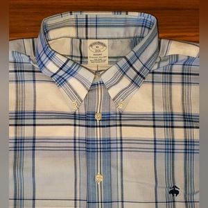 Men's Brooks Brothers Regent Non-Iron Dress Shirt ~ Blue/White Plaid (XL)